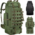 70L/100L Camping Hiking Backpack with Rain Cover, Expandable Large Military Tactical Backpack, Waterproof Molle Racksack Travel Backpacking Daypack for Climbing Trekking (Green)