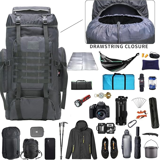 Hiking Backpack for Men 70L/100L Camping Backpack Military Rucksack Molle 3 Days Assault Pack for Climbing | Camping Backpack, 3 Days Assault Pack, for Climbing