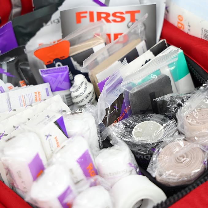 Lightning X Value Compact Medic First Responder EMS/EMT Stocked Trauma Bag w/Basic Fill Kit A - RED