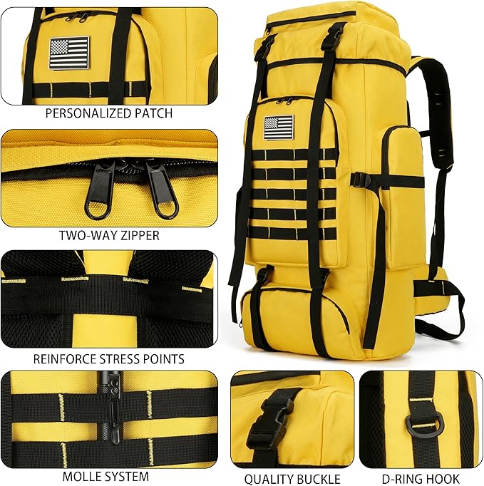Hiking Backpack for Men 70L/100L Camping Backpack Military Rucksack Molle 3 Days Assault Pack for Climbing | Camping Backpack, 3 Days Assault Pack, for Climbing