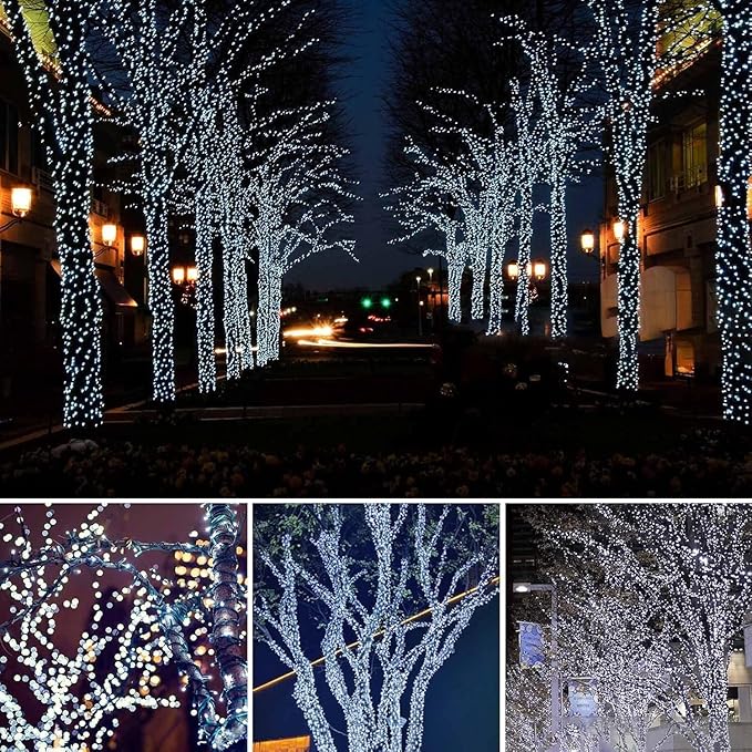 6 Pack Solar String Lights for Outside, 285 FT Total 720 LED Solar Chrismas Lights Outdoor with 8 Modes & Memory Function, Waterproof Twinkle Light for Xmas Tree Yard Party Decorations (Cool White)