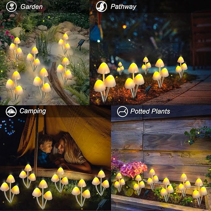 Solar Mushroom Lights for Outside, 6Pack 18 LED Mushrooms with 8 Lighting Modes, Unique Mushroom Garden Decor Gifts, Cute Mushroom Solar Lights Outdoor Garden for Path,Landscape,Yard,Patio,Lawn Decor