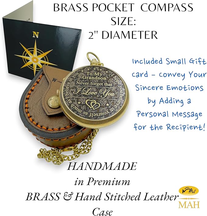 Brass Compass Gift to My Son Never Forget I Love You, Sentimental Keepsake from Mom Dad Grandparents, Inspirational Guidance Compass Gift for Son Graduation Birthday Baptism Confirmation Gift Idea