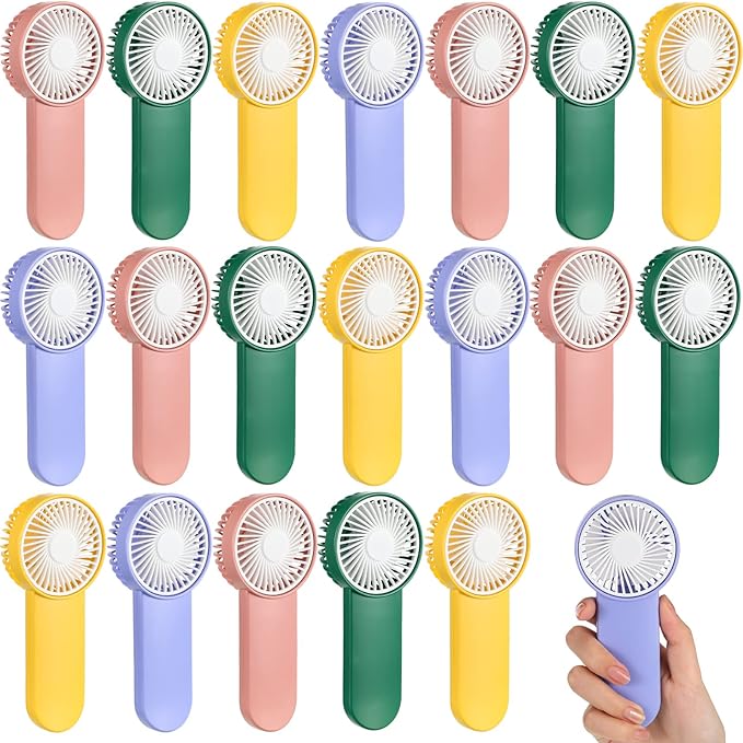 Sumind 20 Pcs Small Personal Portable Fan Mini Handheld Bulk 1 Speed Electric Cute Battery Powered for Neck Lash Makeup Women Men Travel Camping Indoor Outdoor Summer (Colorful)