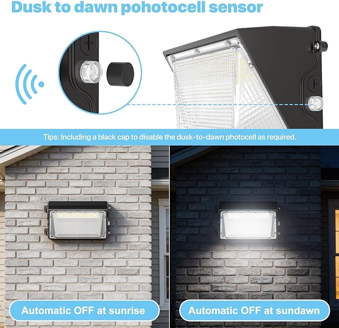 HYPERLITE LED Wall Pack 120W: 18000lm LED Security Flood with Dusk to Dawn Photocell - Industrial Outdoor Wall Lights Out Door 2Packs for House Warehouses Driveway UL Listed