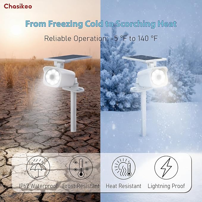 2 Pack Solar Motion Lights Outdoor, Solar Spotlights with Motion Sensor, IP67 Waterproof Solar Power Security Lights, 360° Rotatable for Garden, Yard, Pathway, Fence, Driveway, 1200LM, White