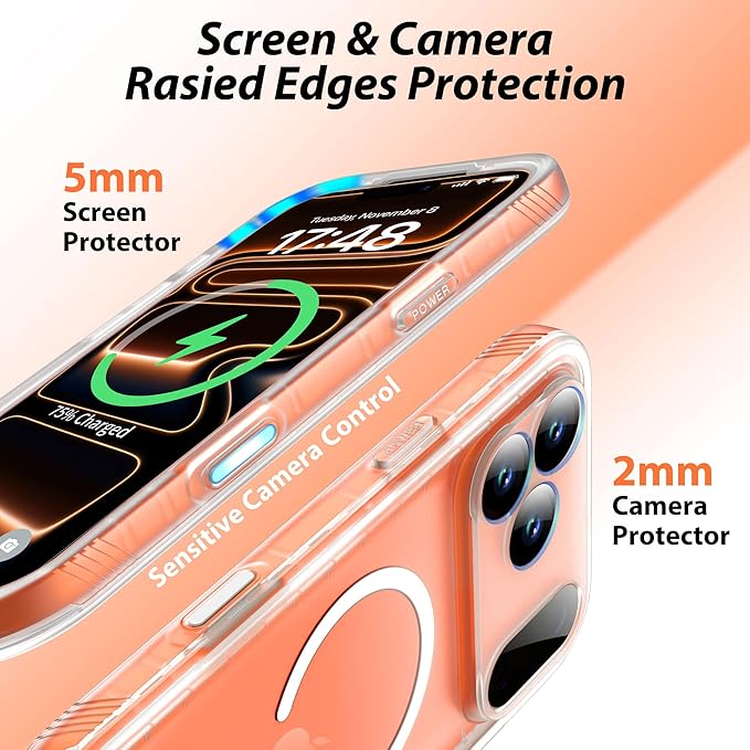 SPORTLINK for iPhone 17 Pro Max Case, IP68 Waterproof Military Protective Full Body Heavy Duty Shockproof 360 Sealed Dustproof with Screen Protector Cover for i Phone 17 Pro Max 6.9" Mag/Frosted Clear