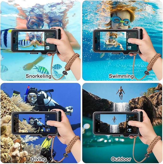33ft Snorkeling Phone Case, Gen 4 IP68 Waterproof Housing for iPhone 16/15/14/13/12/11 Pro Max Samsung Galaxy S24/S23/S22, Touchscreen Full Protection