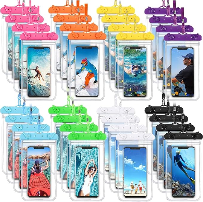 Weewooday 120 Pieces Waterproof Phone Pouch Bulk Universal Multicolor Cellphone Case Ipx8 Waterproof up to Smartphone 6.9 Inch for Cruise Gifts Beach Pool Party Outdoor Swimming Snorkeling