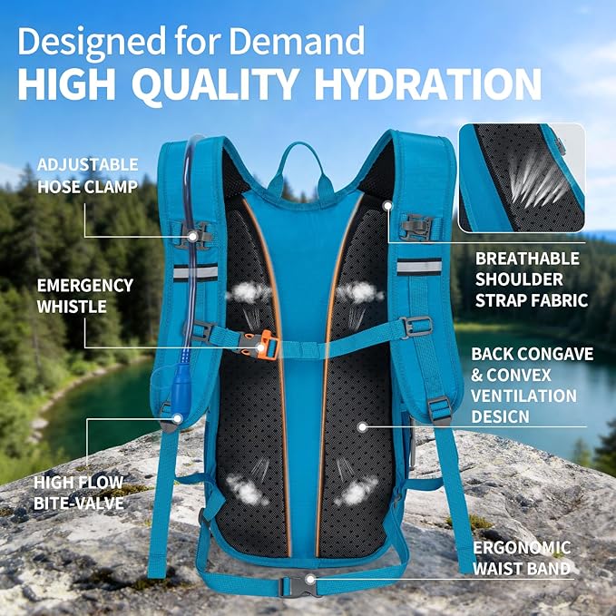 KABAQOO Hydration Backpack, 18L Multipurpose Hiking Backpack with 3L Water Bladder, Water Backpack Insulated Hydration Pack Ideal for Hiking and Cycling