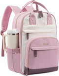 LOVEVOOK Laptop Backpack for Women with Giant Tumbler Holder Pocket,18.4 inch School College Bookbag Nurse Teacher Backpack,Work Travel Backpack Purse Laptop Computer Bag,Pink-Off-white-Light pink