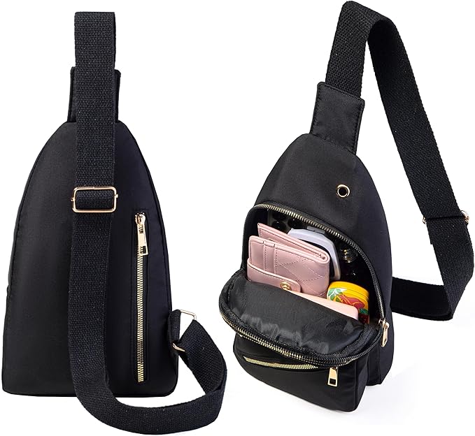 Banelu Sling Bag Crossbody Bags for Women, Small Sling Backpack Fanny Pack Cross Body Bag for Outdoors Hiking Traveling - Black