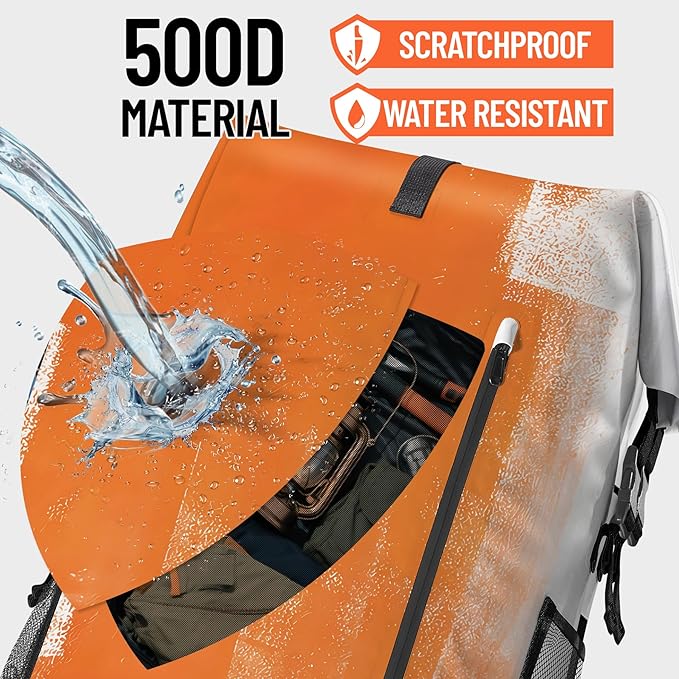 Waterproof Dry Bag Marine Dry Bags for Kayaking Hiking Orange Gray Abstract Art Painting Backpack Roll-Top Closure Bag - Backpack Waterproof Phone Case 5L