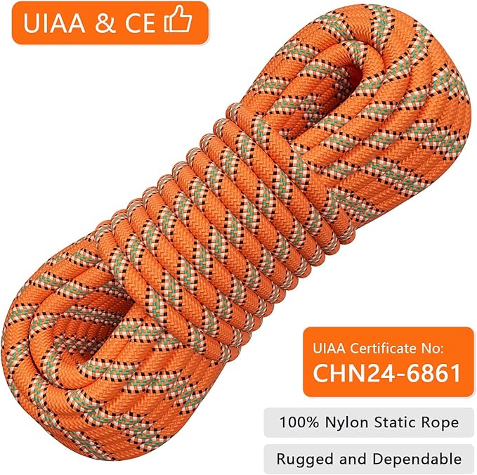 X XBEN Outdoor Climbing Rope 10M(32ft) 20M(64ft) 30M(96ft) 50M(160ft) 70M(230ft) 152M(500FT) 352M(1000FT) Static Rock Climbing Rope for Escape Rope Ice Climbing Equipment Fire Rescue Parachute