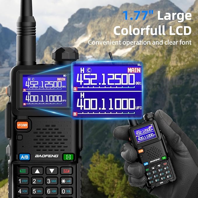 Baofeng Radio UV-5RM Ham Radio Handheld UV5R Walkie Talkies Long Range with NOAA Weather | Rechargeable |Programming Cable & Earpiece | 999 Channels for Emergency,Survival,Hunting,Camping(2 Pack)