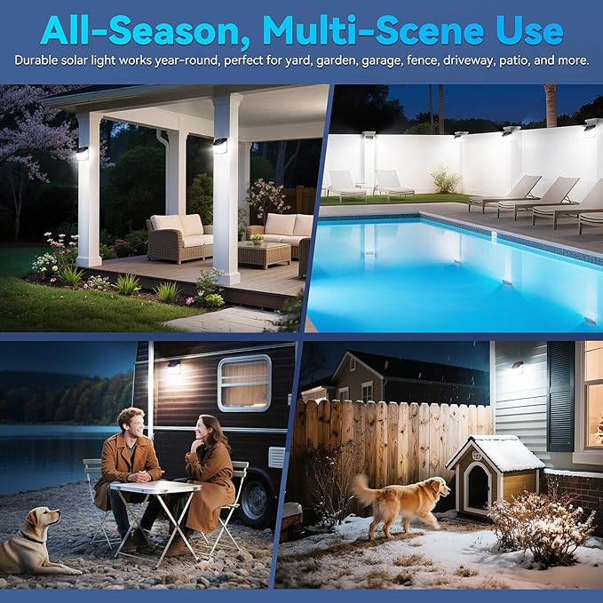 CLAONER Solar Lights Outdoor, [128 LED/6 Packs] Solar Motion Sensor Lights 3 Working Modes Outdoor Lights with 270° Wide Angle Wireless IP65 Waterproof Security Light for Fence Patio, Cold White