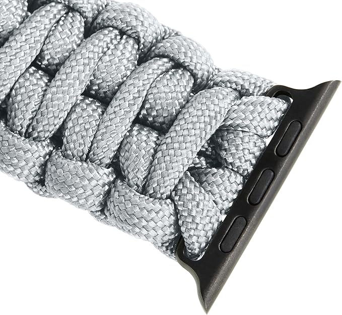 Savior Survival Gear Paracord Watch Band, Compatible with Apple Watch Band 49mm 46mm 45mm 44mm 42mm, iWatch Band Series Ultra 10 9 8 7 6 5 4 3 2 1 SE – Adjustable strap for men (Neutral Gray, X-Large)