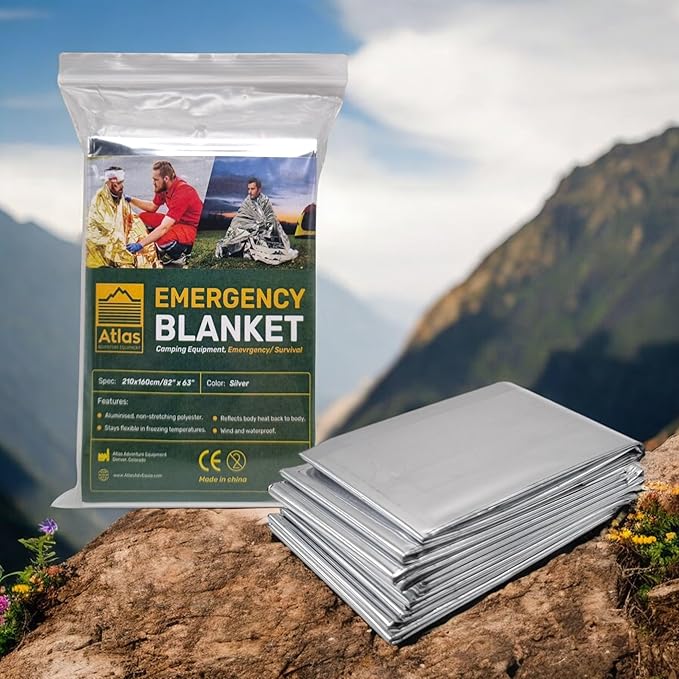 Emergency Survival Blanket, Mylar Thermal Blanket, Gigantic Space Blanket 82" x 63" (1)