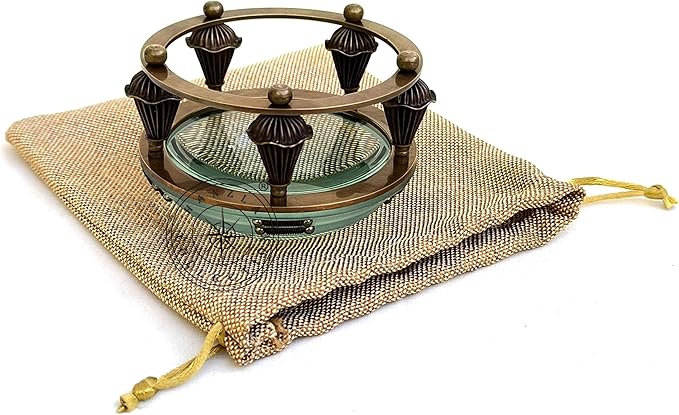 Antique Brass Magnifying Glass Lens for Reading Books & Newspaper Vintage Style Desk Magnifier With Jute Case Paperweight Chart Map Reader, Jewelry Loupe, Classroom Science, Insect & Hobby Observation