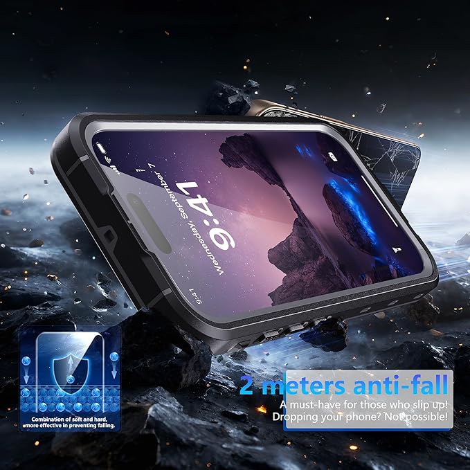 Waterproof Case for iPhone 17 – IP68 Submersible Shield with Built-in Screen Protector, Shockproof Military-Grade Armor, Full-Body Heavy-Duty Protection, (Black)
