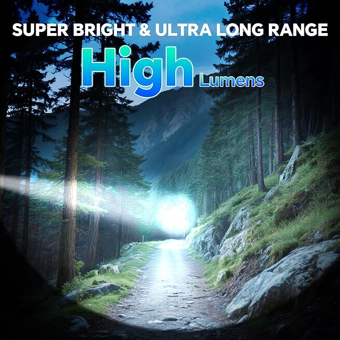 LED Rechargeable Flashlights 9900 High Lumens 2Pack, Super Bright Flashlight, Zoomable Powerful Camping Flashlights with LCD Digital Display, 5 Modes Waterproof Flash Light for Home