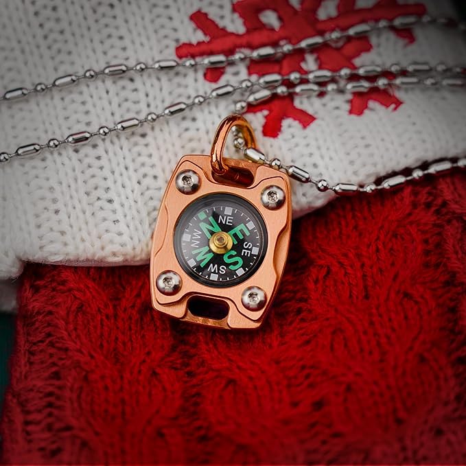 MecArmy Mini Titanium/Brass Compass, Waterproof IPX5 Pocket Compass for Hiking & Survival, Keychain & Necklace Gifts for Men & Women, Ideal Graduation & Outdoor Adventure Present
