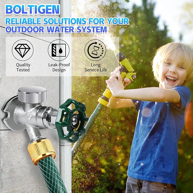 Boltigen 2 Sets Outdoor Faucet Repair Kit, Brass Chromed Vacuum Breaker Outside Faucet Set for VACVBKX1B, ASSE 1019-A Hose Bib Spigot Replacement Kit for Anti-Siphon Frost-Free Sillcock Valves