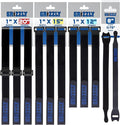 Officewerks Reusable Fastening Cable Straps and Ties, Variety Sizes (8"-12"-15"-20") Assorted 12 Pack, Black Nylon, Adjustable Multi-Purpose Hook and Loop Cinch Straps
