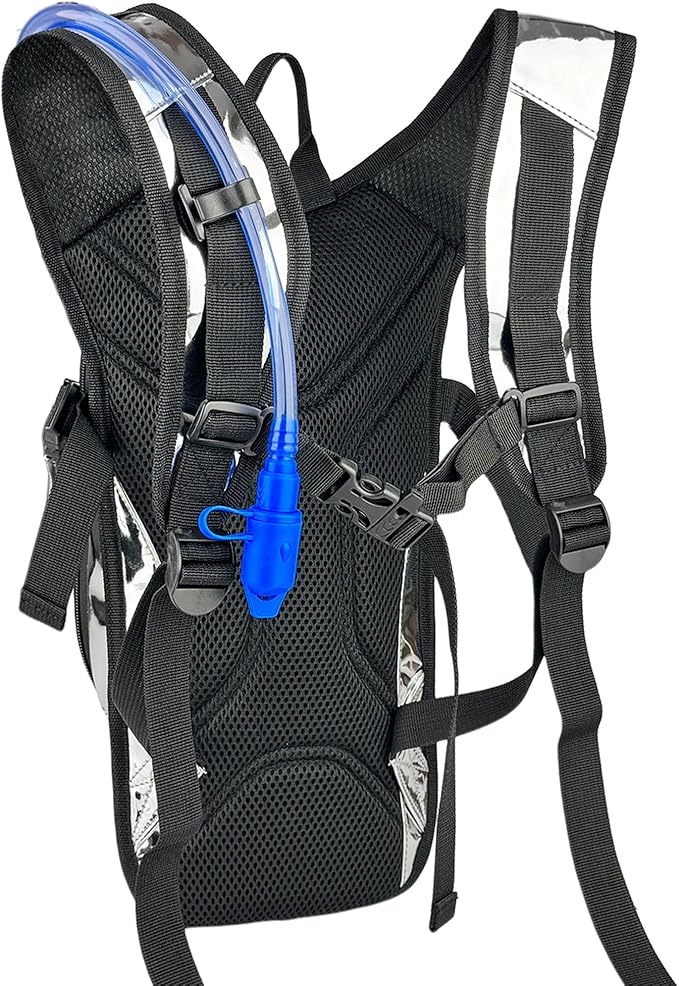 Reflective Hydration Backpack, Hydration Pack - Water Backpack with 2L Hydration Bladder, Essential for Festivals - Rave Hydration Pack for Hiking, Running, Cycling, and Festivals