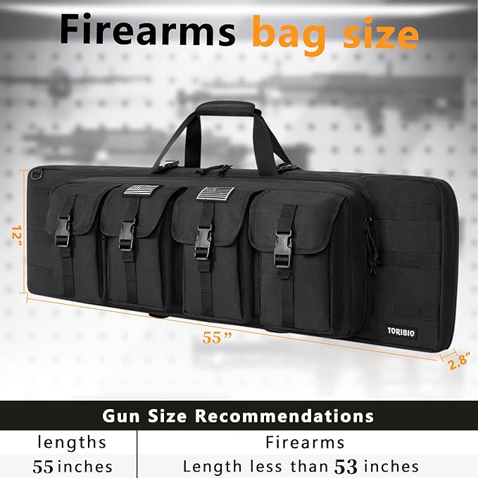 TORIBIO Double Rifle Case Soft Bag 32" 34" 36" 42" 46" 48'' 51“ 55” Gun Case Tactical for Rifle Firearm Storage, Transportation and Hunting Shooting Range, Rifle Backpack