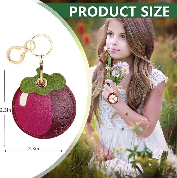 Leather Keychain Holder Case Compatible with AirTag,Cute air tag Cover with Keychain Ring,GPS Tracker Case for Keys