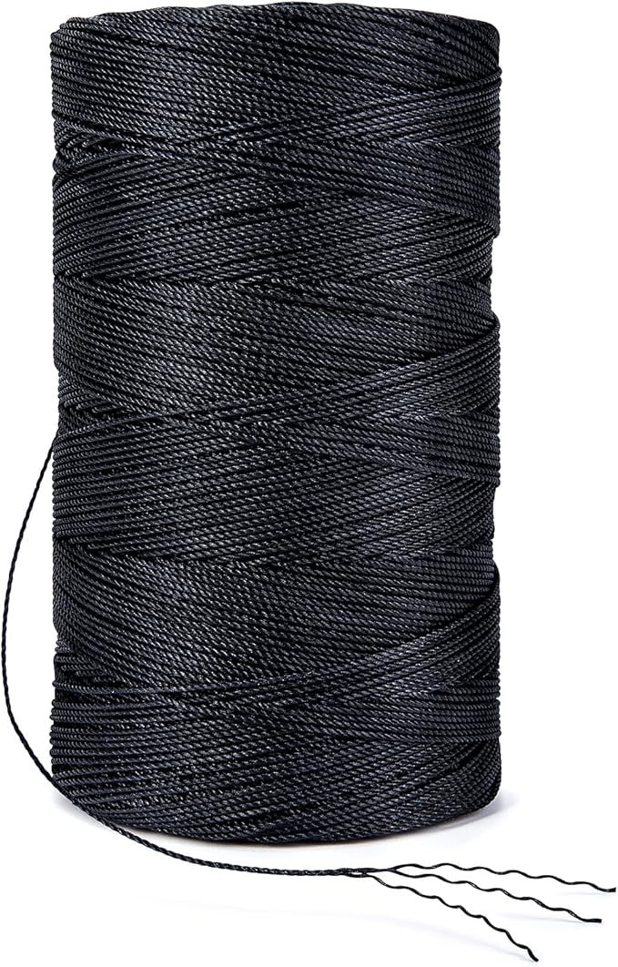HONGDA Tarred Bank Line Twine, 1920 Feet Nylon Twine #9 Bank Line-Black Nylon String 1.1mm, Black Strong Twisted Seine Rope Ideal for Gardening, Construction, Gear Tying, Jungle Survival