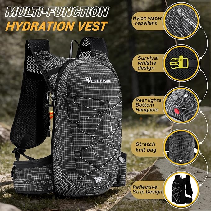 Lightweight Hydration Backpack with 2L Water Bladder Running Hydration Vest Backpack Specialized Hydration Pack for Cycling, Hiking, and Mountaineering