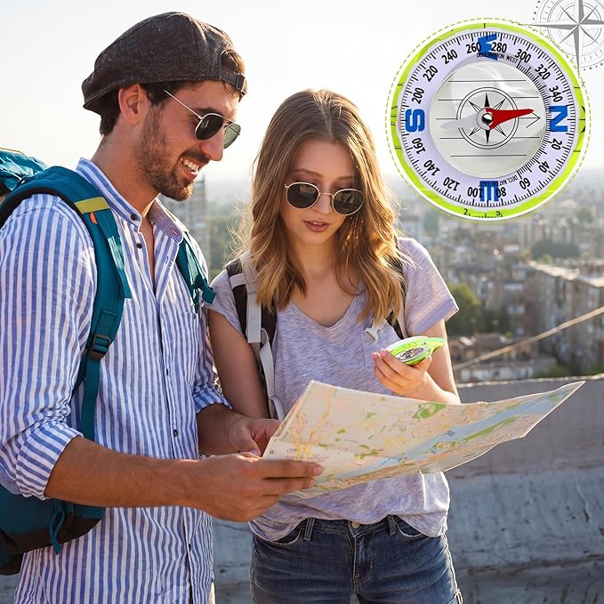 20 Pcs Acrylic Orienteering Compass Hiking Backpacking Survival Reliable Compass Advanced Scout Compasses Outdoor Gear for Map Reading Navigation Camping Survival Exploring
