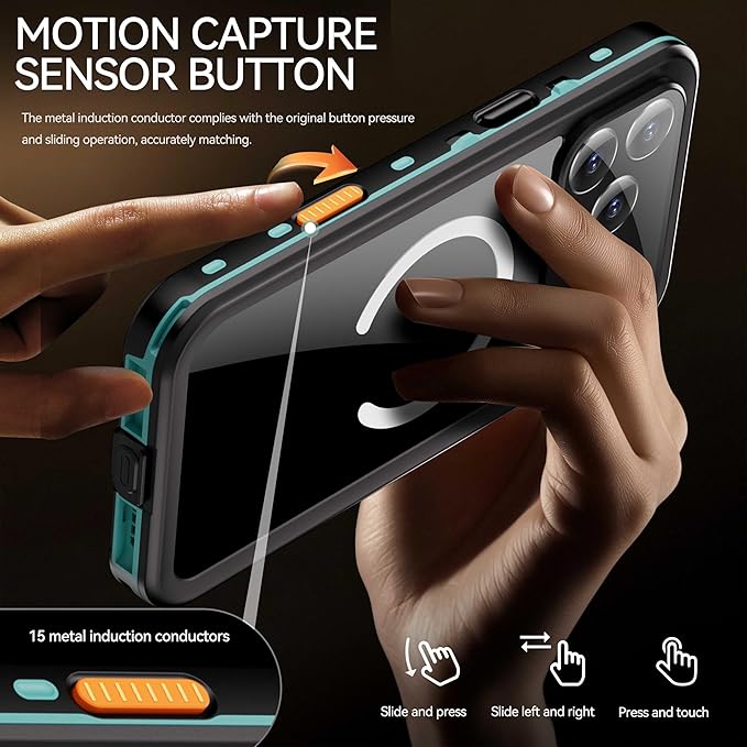 Compatible for iPhone 17 Pro Max Case 6.9" Waterproof 【Compatible with Magsafe 】【IP68 Underwater】 Clear Magnetic Built-in Screen Protection Lanyard Diving Swim Dustproof Shockproof Blue