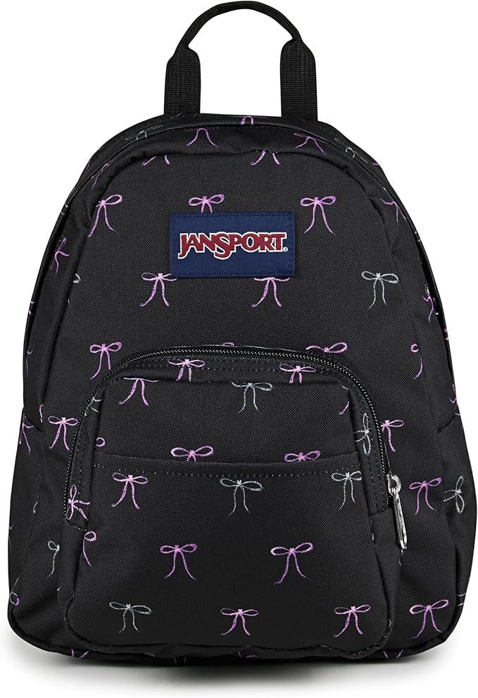 JanSport Half Pint Mini Backpack, 10.2 L - Durable Mini Bag Purse with Adjustable Shoulder Straps, Single Main Compartment, Zippered Stash Pocket, Bad Bows