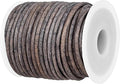 GENIQUE Real/Genuine Round Leather String Cord for Necklace, Bracelets, Jewellery, Braiding (3mm, Grey Distressed)