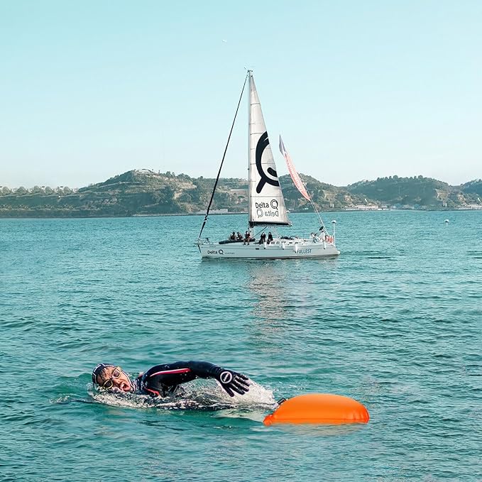 Swim Buoy for Open Water, 20L Swim Safety Float Waterproof Dry Bag for Swimmers Triathletes Kayakers Snorkelers, Swimming Pull Buoy for Safer Swim Training (Light Orange)