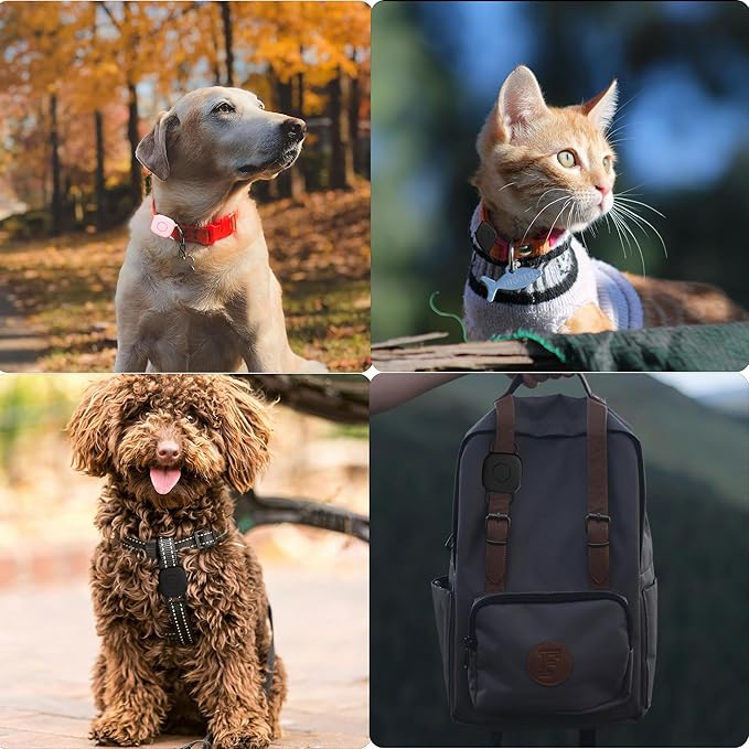 Waterproof Dog Collar Holder for Tile Life360 Mate 2024/2022 Tracker,2 Pack Anti Lost Soft Silicone Case for cat pet Necklace, Protective Cover Accessories for Tile Tracker Finder (Black/Pink)