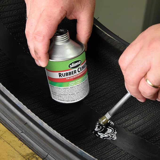 Slime 1050 Rubber Cement, Tire Repair, use with Slime Plugs or Patches, 8 oz. can