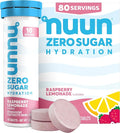 Nuun Zero Sugar Hydration Electrolyte Tablets - Sodium, Potassium, Chloride, Calcium, Magnesium, Light & Delicious Fruit Flavors, No Sugar, Gluten Free, Vegan, Raspberry Lemonade (80 Servings Total)