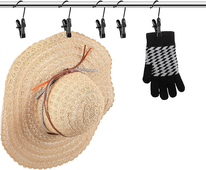 Hotop 48 Pieces Boot Hanger Clips for Closet, Laundry Hanging Hooks Heavy Duty Clips Boot Holder Portable Single Hooks Space Saving for Pants Jeans Clothes Hats Tall Towels (Black)