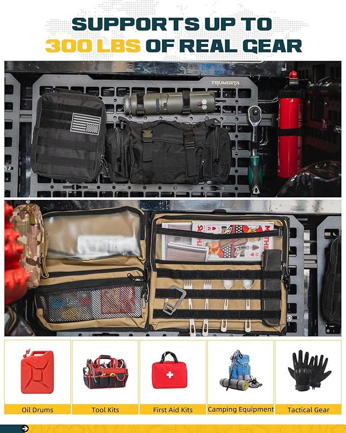 Trumgeta Front Bed MOLLE Panel Fit for 5 Feet Jeep Gladiator 2019-2026 Truck Storage Organizer System