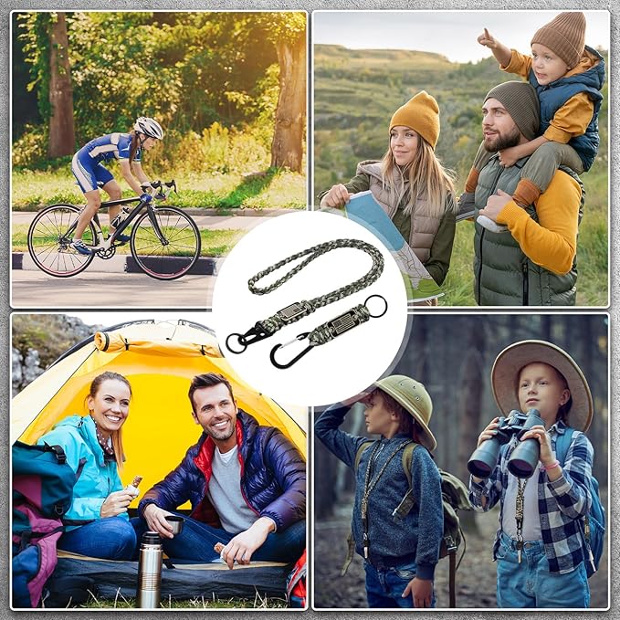 Frienda 2 Set Heavy Duty Paracord Lanyard Necklace Whistles Strap Braided 550 Keychain Lanyard for Outdoor Activities Camera