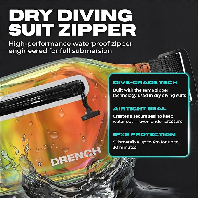 Drench Waterproof Fanny Pack Chrome Iridescent Submersible Dry Bag Waist Pouch for Swimming, Snorkeling, Kayaking – Waterproof Phone Case, Underwater Cell Phone Holder Travel Beach Dry Bag,Waist Pack