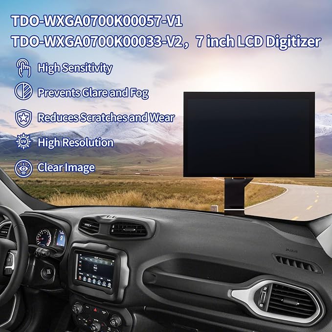 TsuperU 7" Uconnect Screen Replacement Fit 2017-2020 Jeep Compass Radio Touch Screen, LCD Display and Digitizer for Jeep Renegade Touchscreen Navigation TDO-WXGA0700K00033-V2 TDO-WXGA0700K00057-V1