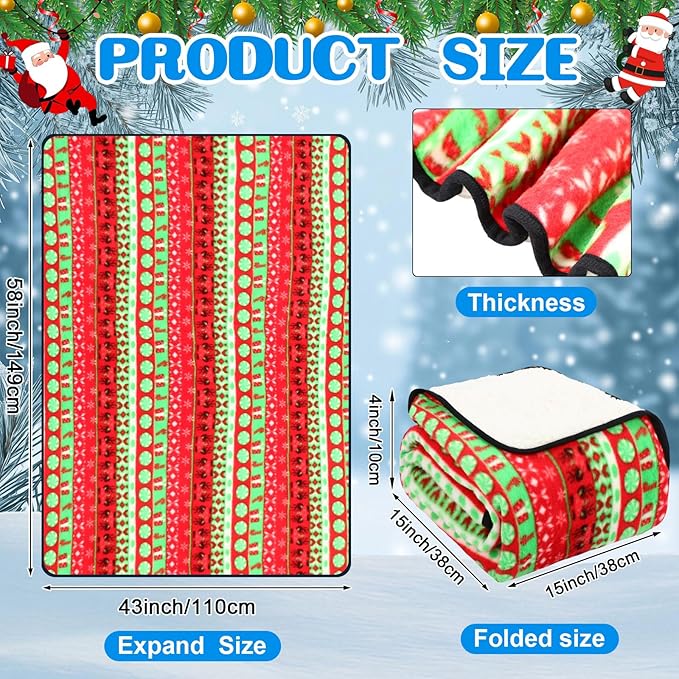 Riakrum 12V Heated Blanket for Car with 2 Heating Levels Winter Electric Blanket Warm Throw Gift, Plugs into Car Truck SUV RV and Camping, 58 x 43 Inch(Christmas)