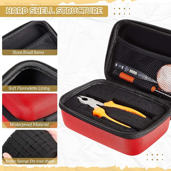 Relaxweex EVA Hard Case with Customizable Foam 12.6 x 8.27 x 3.5 Inch Protective EVA Carrying Case Shockproof Outdoor for Camera, Digital Products, Electronic Instruments with Knife, Red
