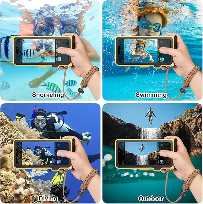 33ft Snorkeling Phone Case, Gen 4 IP68 Waterproof Housing for iPhone 16/15/14/13/12/11 Pro Max Samsung Galaxy S24/S23/S22, Touchscreen Full Protection