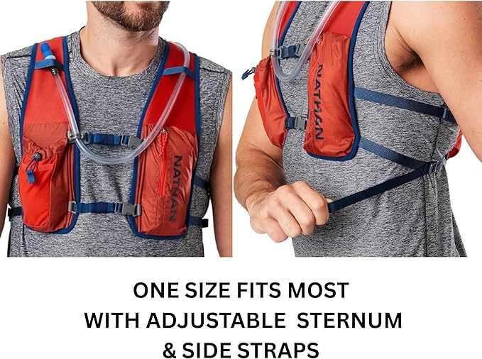 Nathan QuickStart Hydration Pack Vest with Bladder or flasks, Storage Pockets, Breathable Moisture-Wicking Fabric, Adjustable Straps for Running, Hiking, Walking, Marathons, Obstacle Races